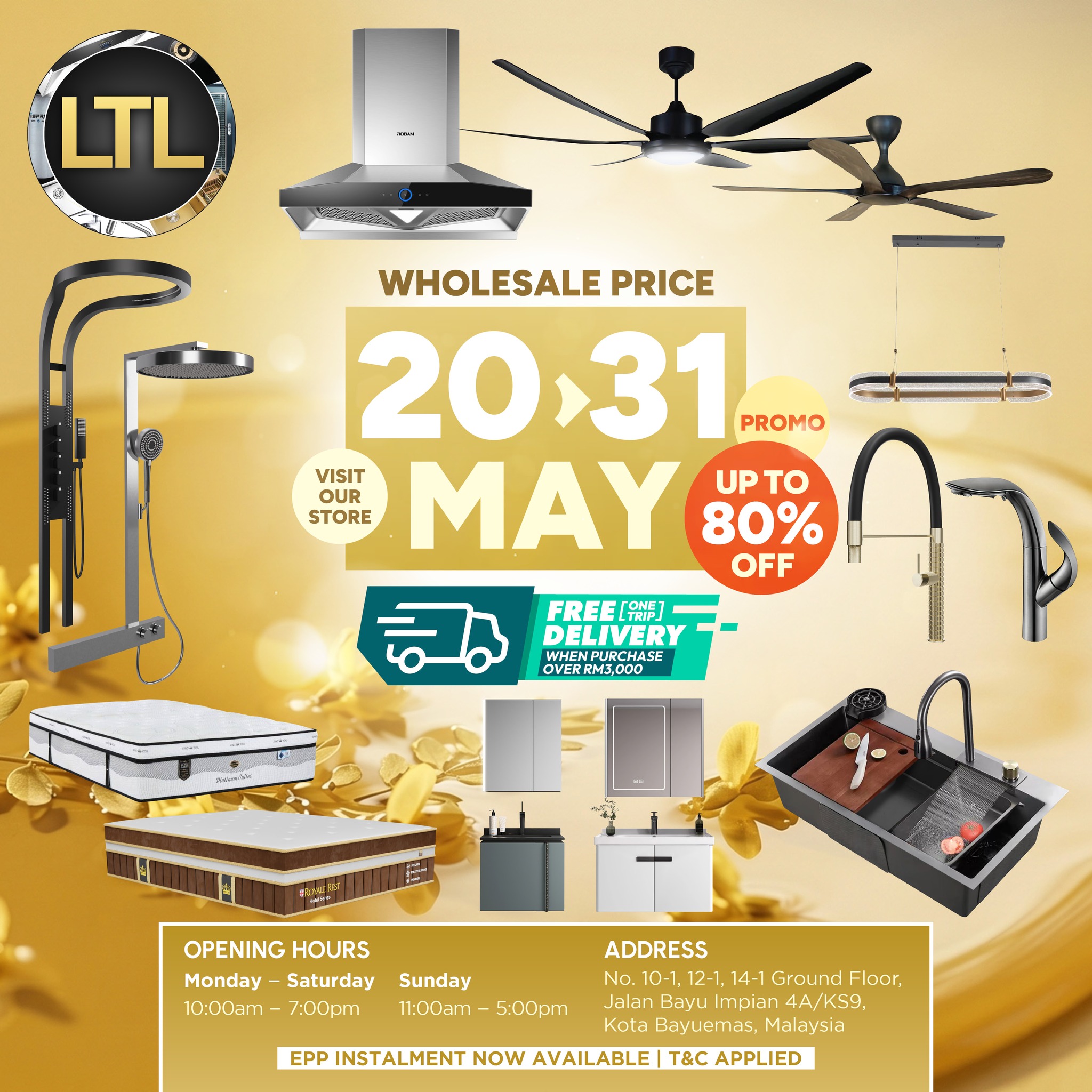 LTL Bath, Kitchen, Lighting & Mattress - Bayuemas Bukit Tinggi Klang Facebook ad: 𝐁𝐀𝐓𝐇 𝐊𝐈𝐓𝐂𝐇𝐄𝐍 𝐋𝐈𝐆𝐇𝐓𝐈𝐍𝐆 𝐌𝐀𝐓𝐓𝐑𝐄𝐒𝐒