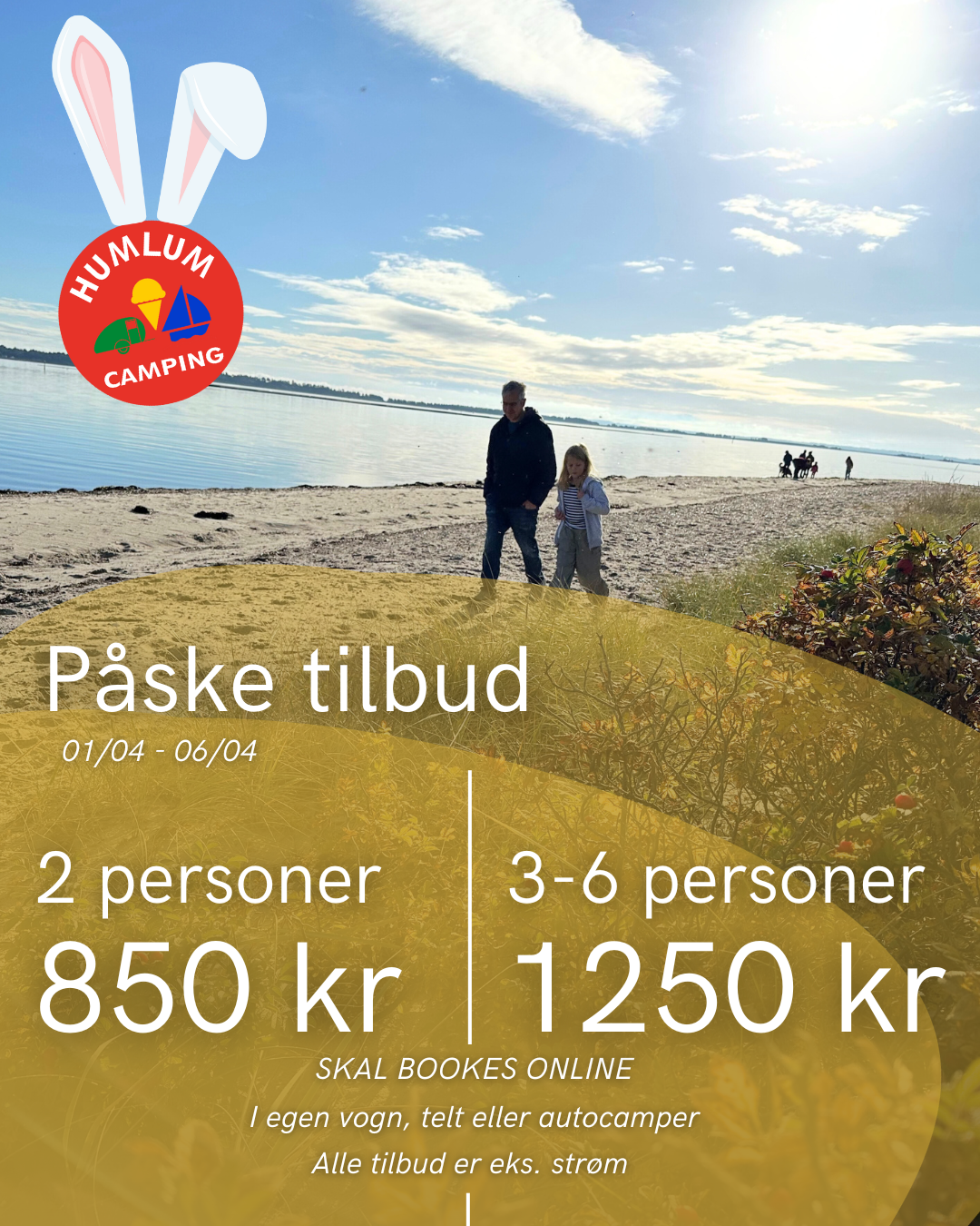 Humlum Camping Facebook ad: Book jeres påske nu