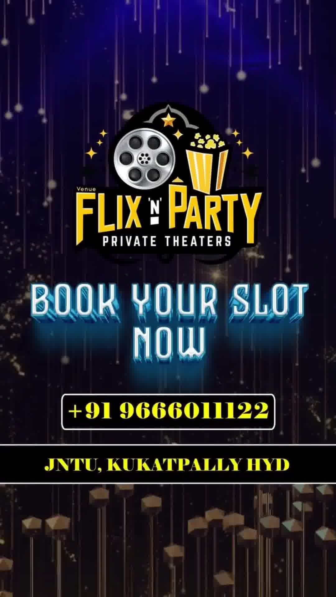 Flix ‘n party - Private Theatres Facebook ad: Chat with us