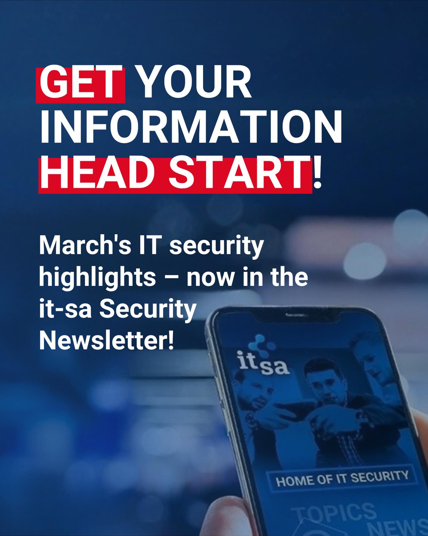 it-sa home of it security Facebook ad: The new it-sa newsletter is out.