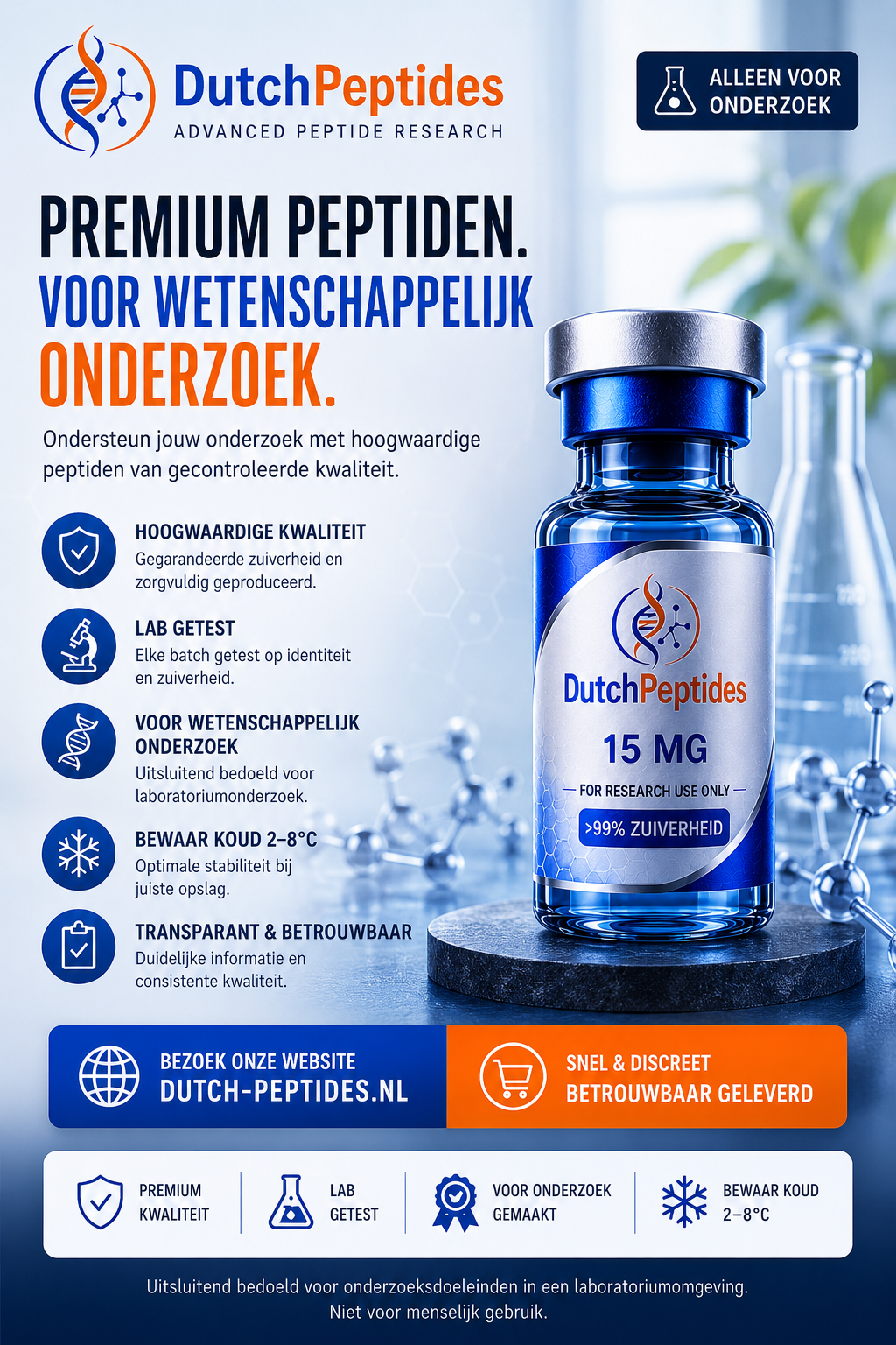 Dutch Peptides Facebook ad: Premium Research Peptides