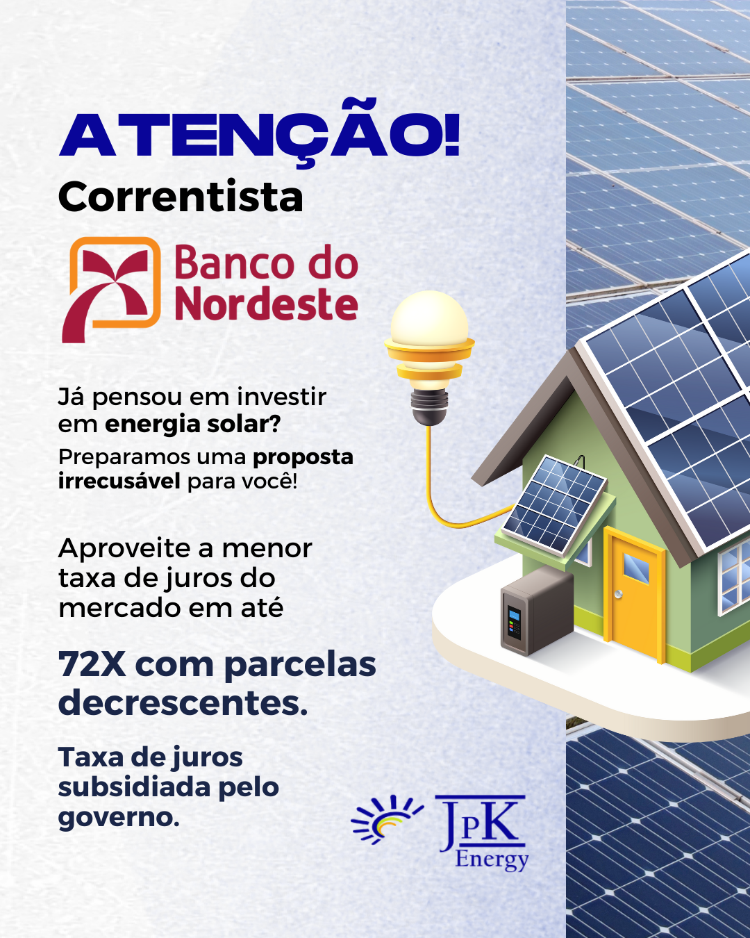 JpK Energy Engenharia Seu Sistema Solar Facebook ad: Economize até 95% na sua conta de luz!