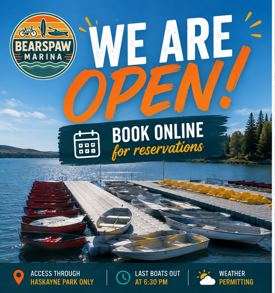 Bearspaw Marina Facebook ad: WE ARE OPEN!