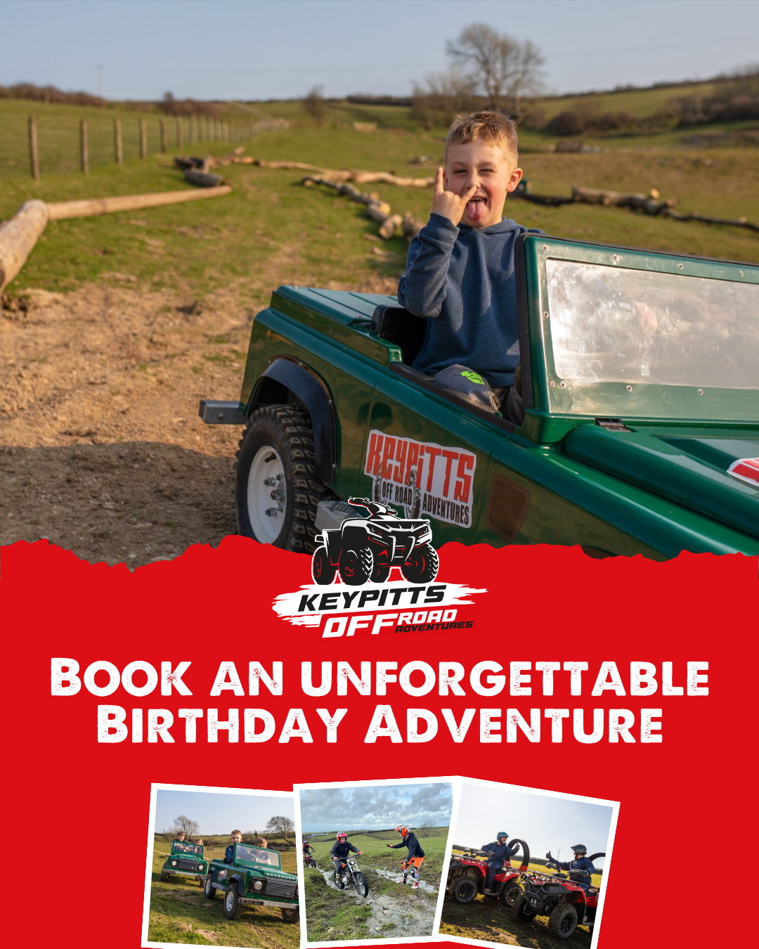 Keypitts Off Road Adventures Facebook ad: The Birthday They'll Never Stop Talking About