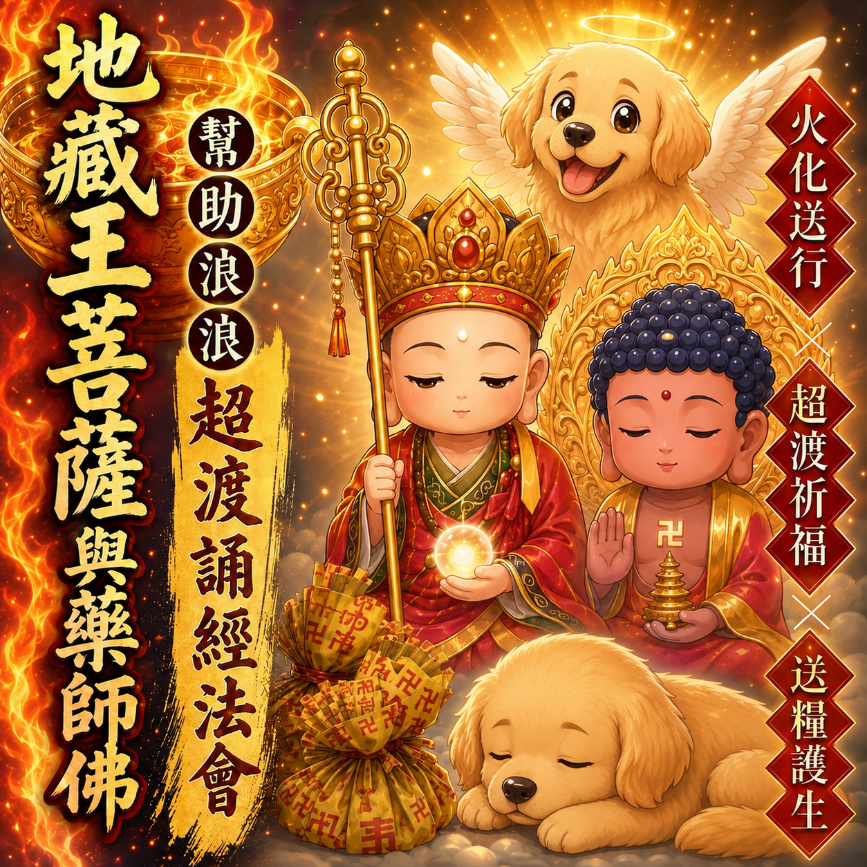 毛孩祈福堂 Facebook ad: 幫助浪浪也替自己轉運 #四重神佛加持 消災補財增福報