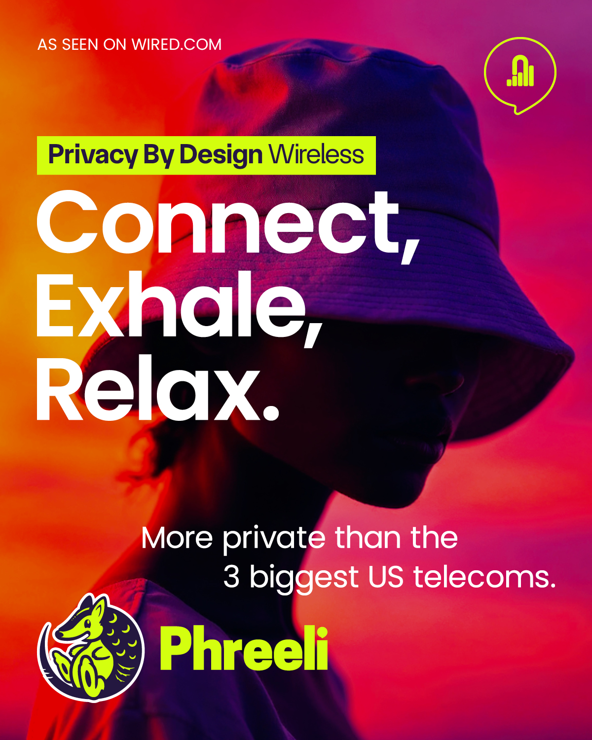 Phreeli Facebook ad: Upgrade your privacy.