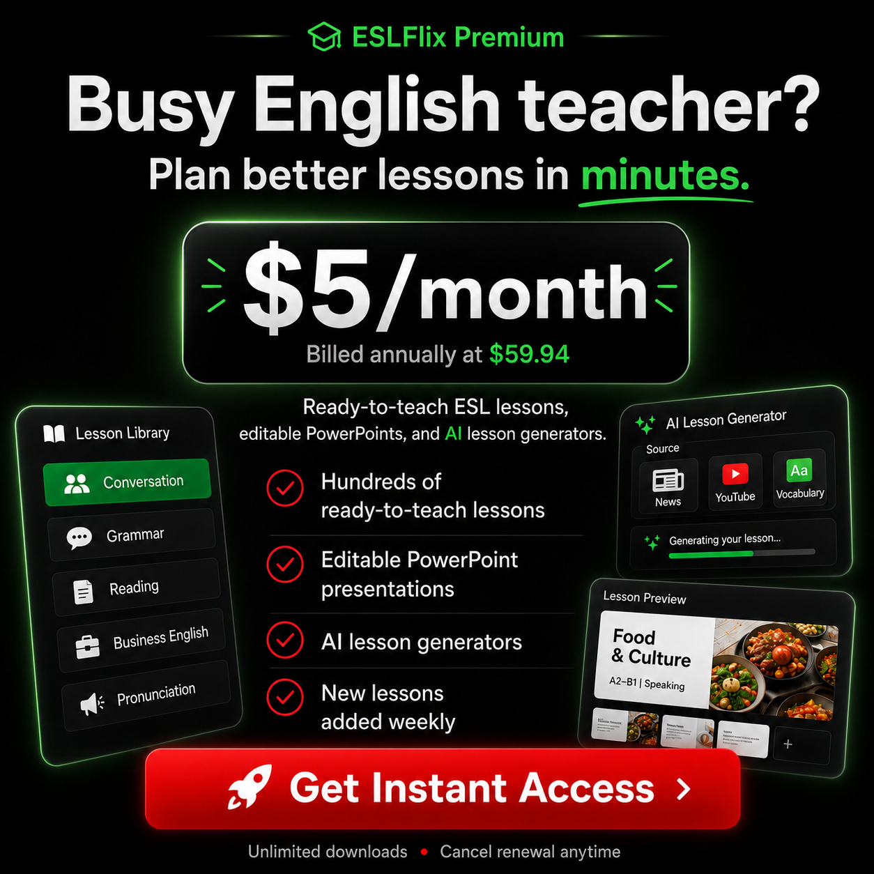 ESLFlix Facebook ad