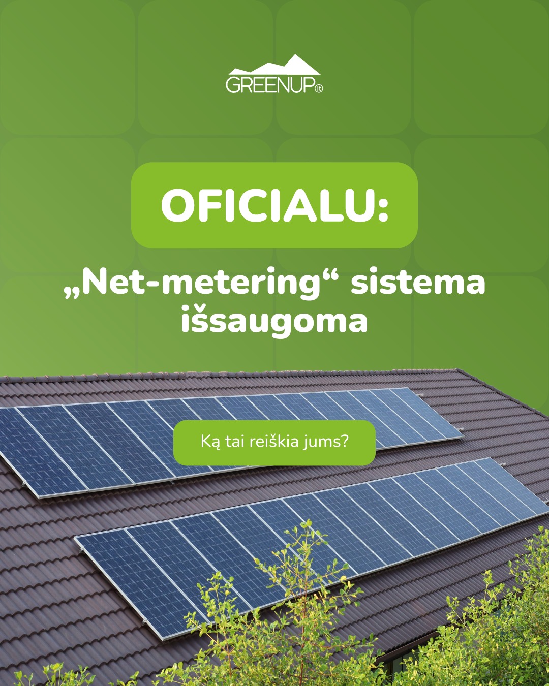 Greenup.lt Facebook ad: Saulės elektrinės | Komponentai, montavimas, priežiūra |…