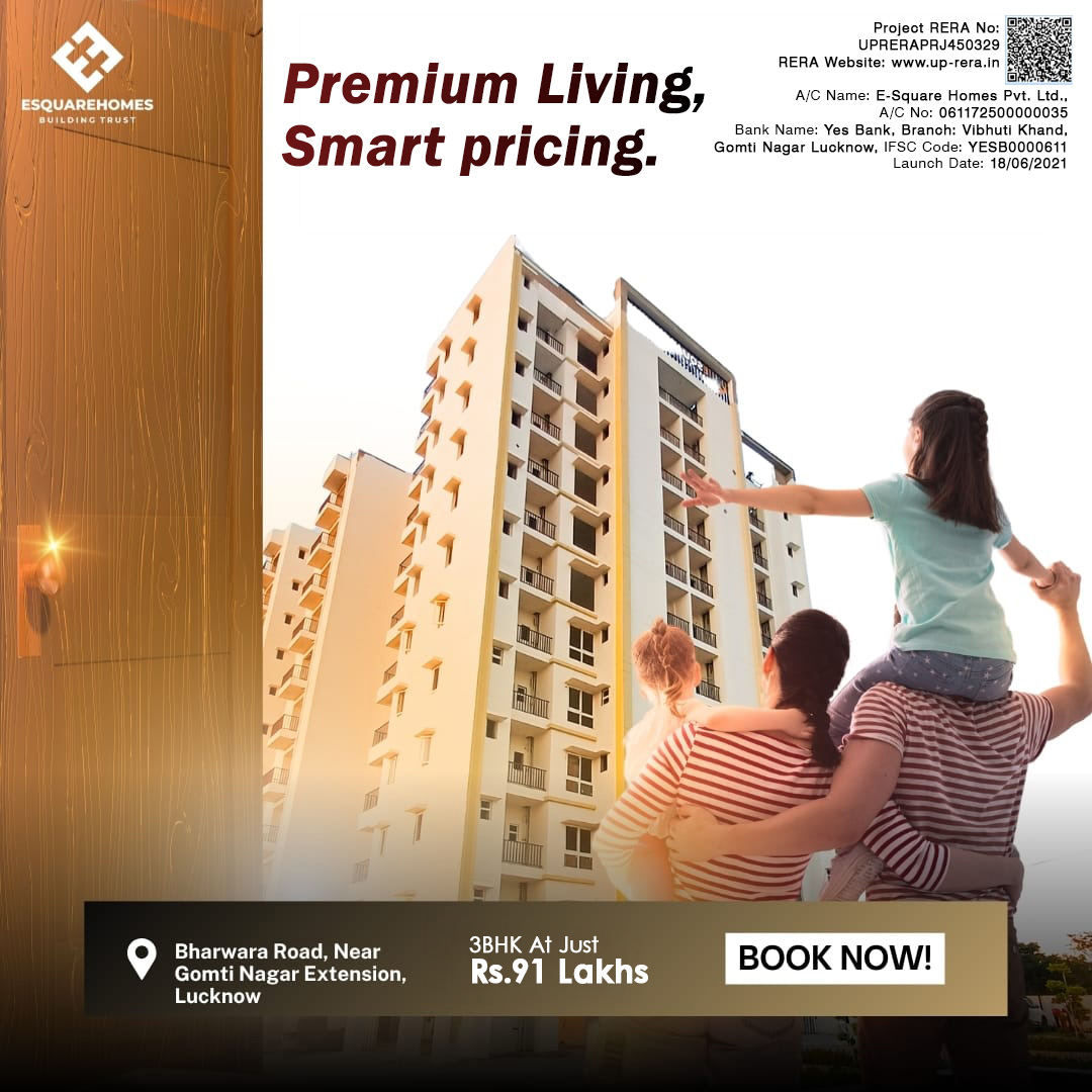 E Square Homes Facebook ad: 3 BHK Apartments from ₹91 Lakhs* | Lucknow