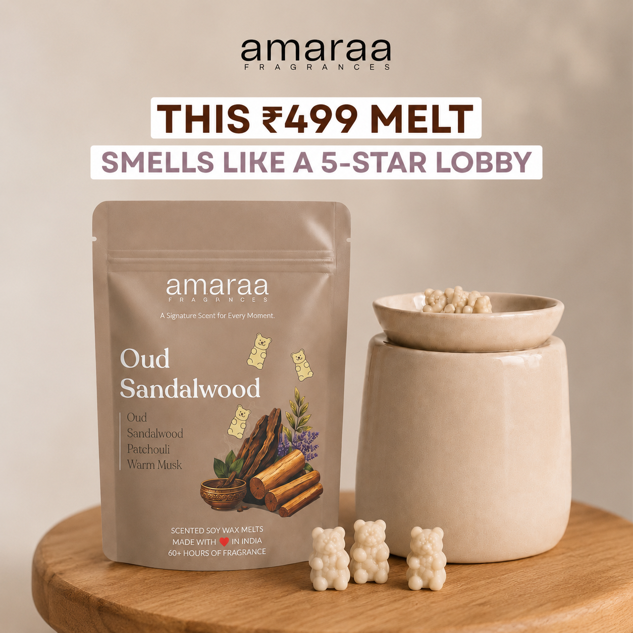 Amaraa Fragrances Facebook ad: Home Smells Like Luxury.
