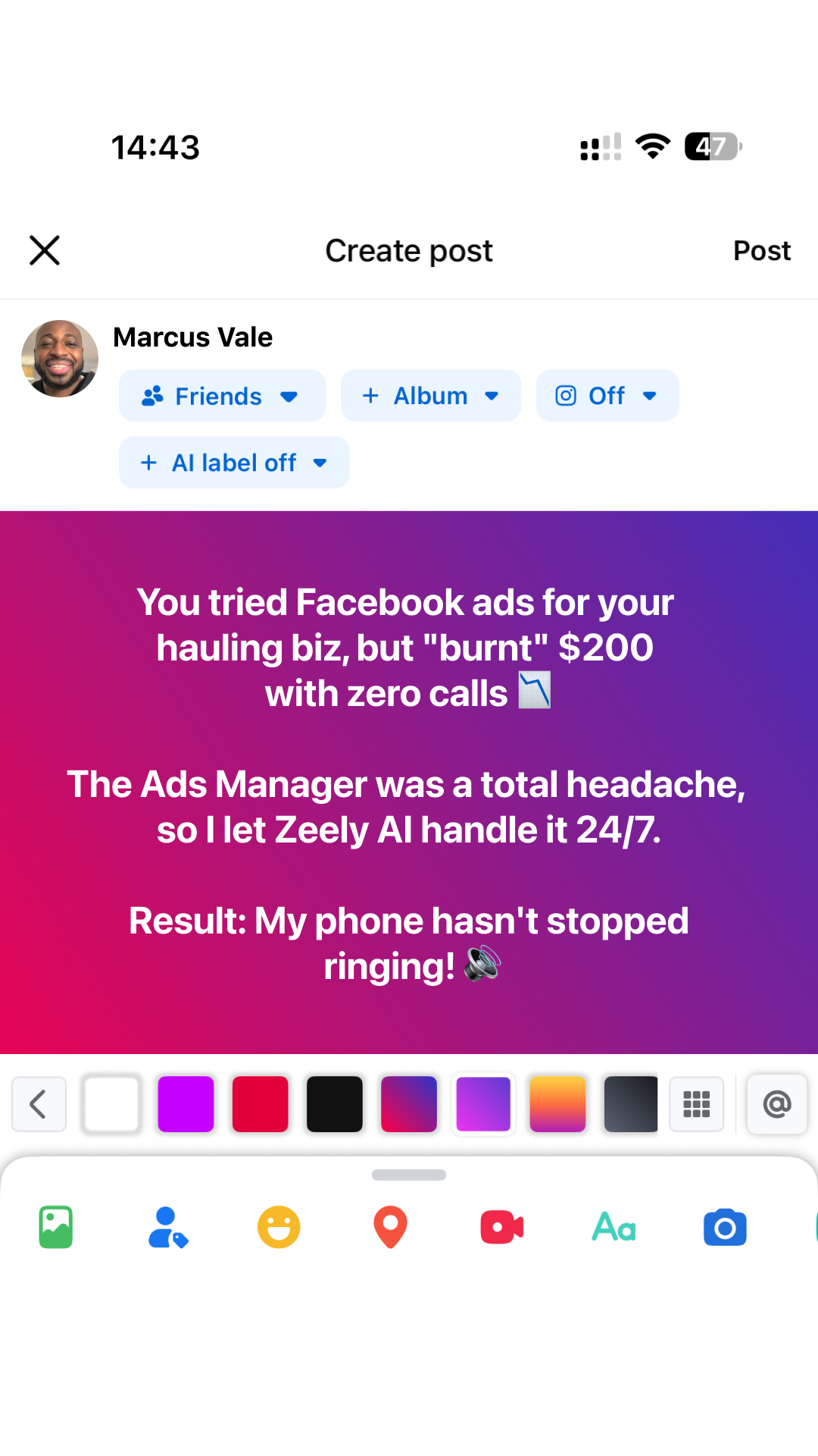 Zeely Facebook ad