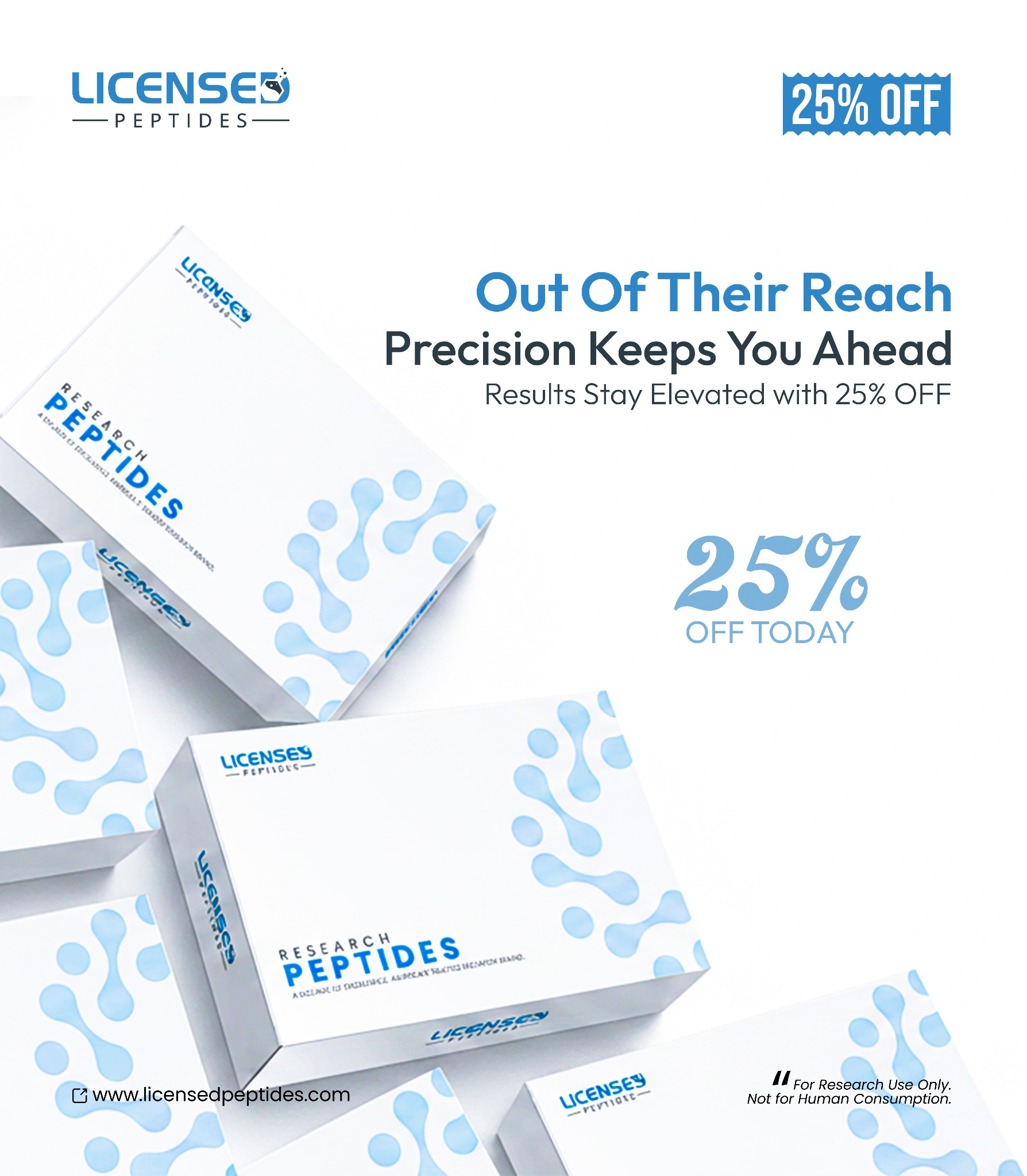 Licensed Peptides Research Facebook ad: 25% OFF Sale Ends Soon