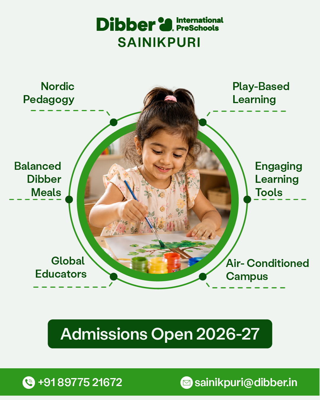 Dibber International Preschool Sainikpuri, Secunderabad. Facebook ad: Admissions Open 2026-27 | Ages 1.5 to 6 Years