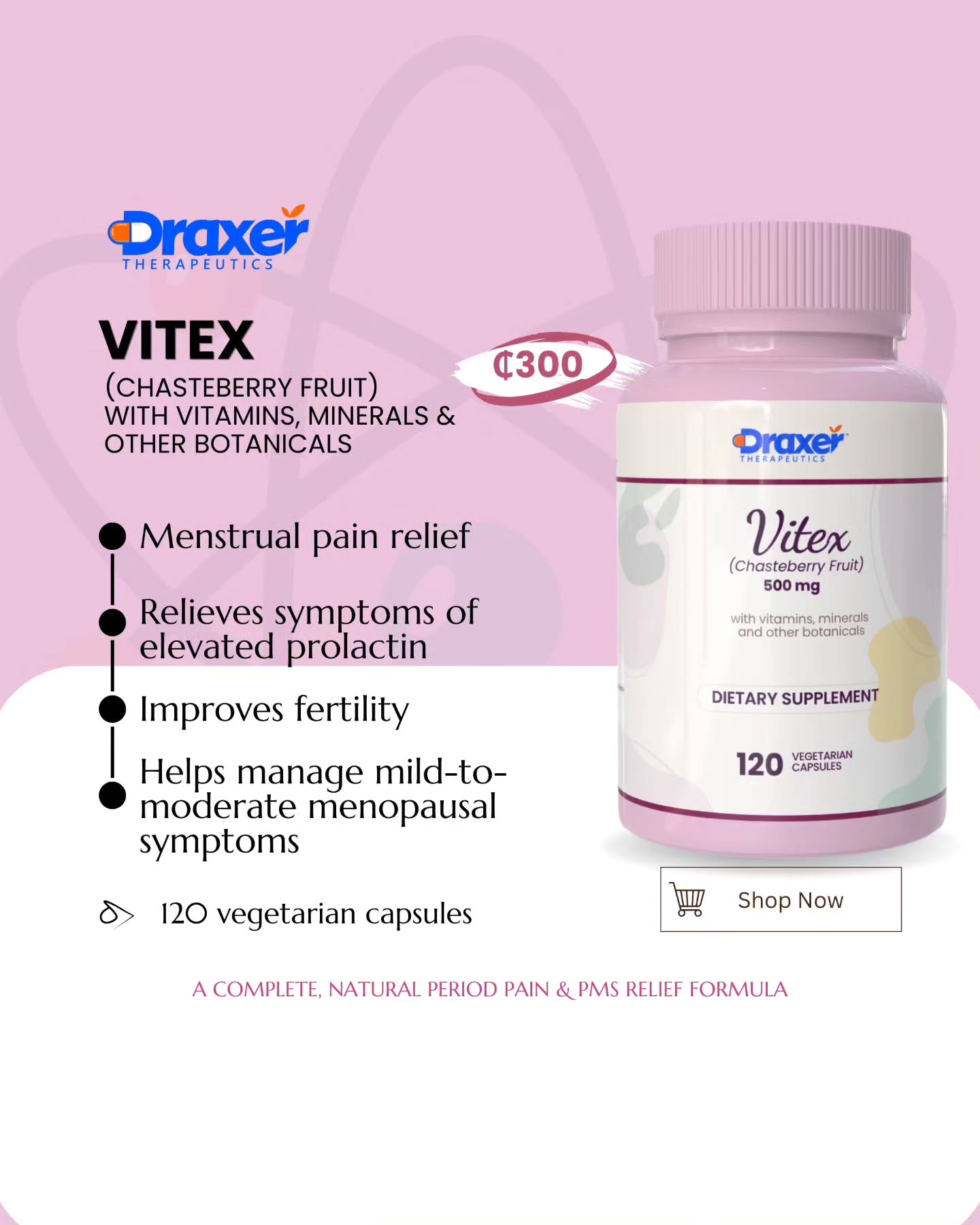 Draxer Therapeutics Facebook ad: That pain every month?