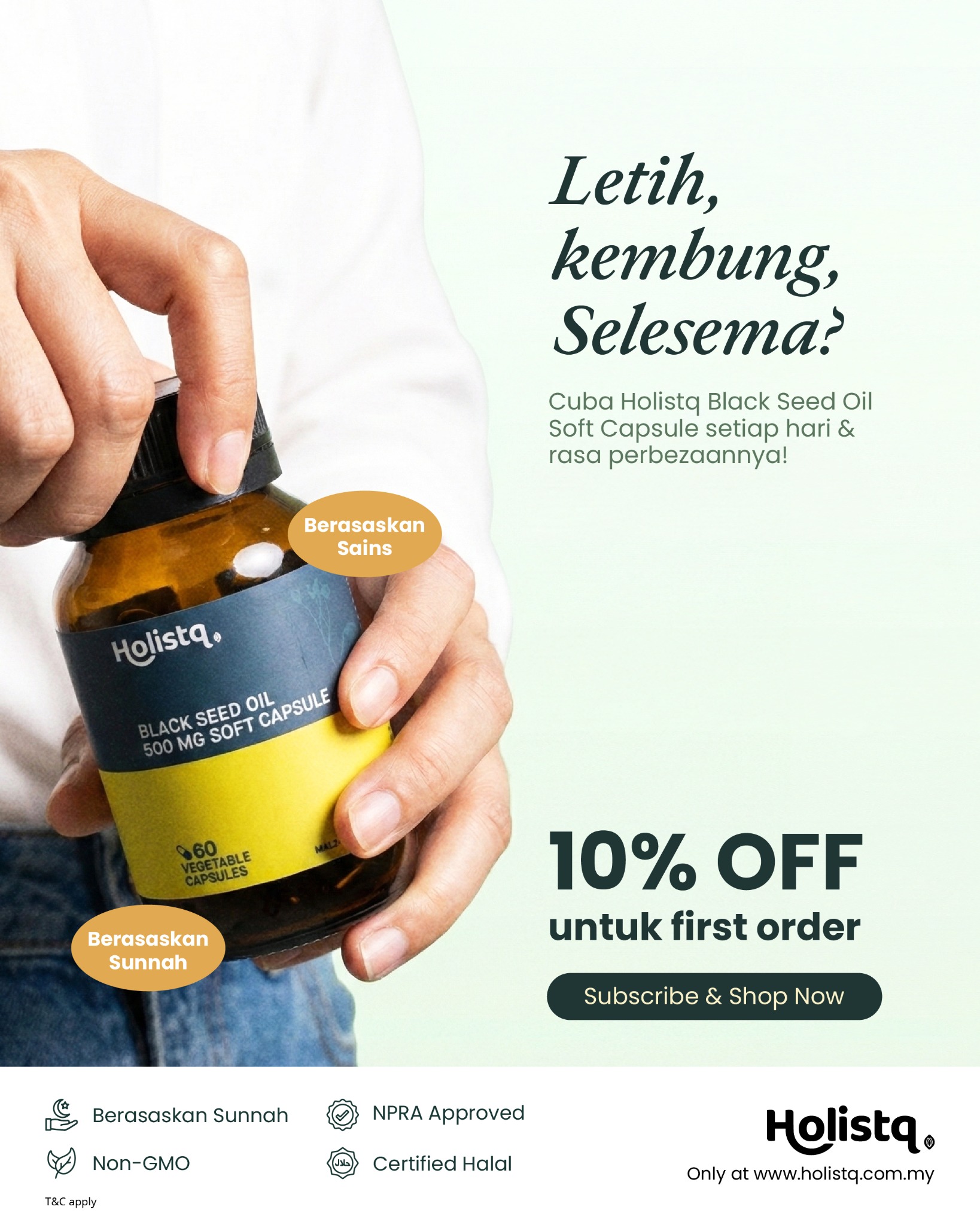 Holistq Malaysia Facebook ad: 1 Kapsul Sehari, Diskaun 10% Hari Ini!