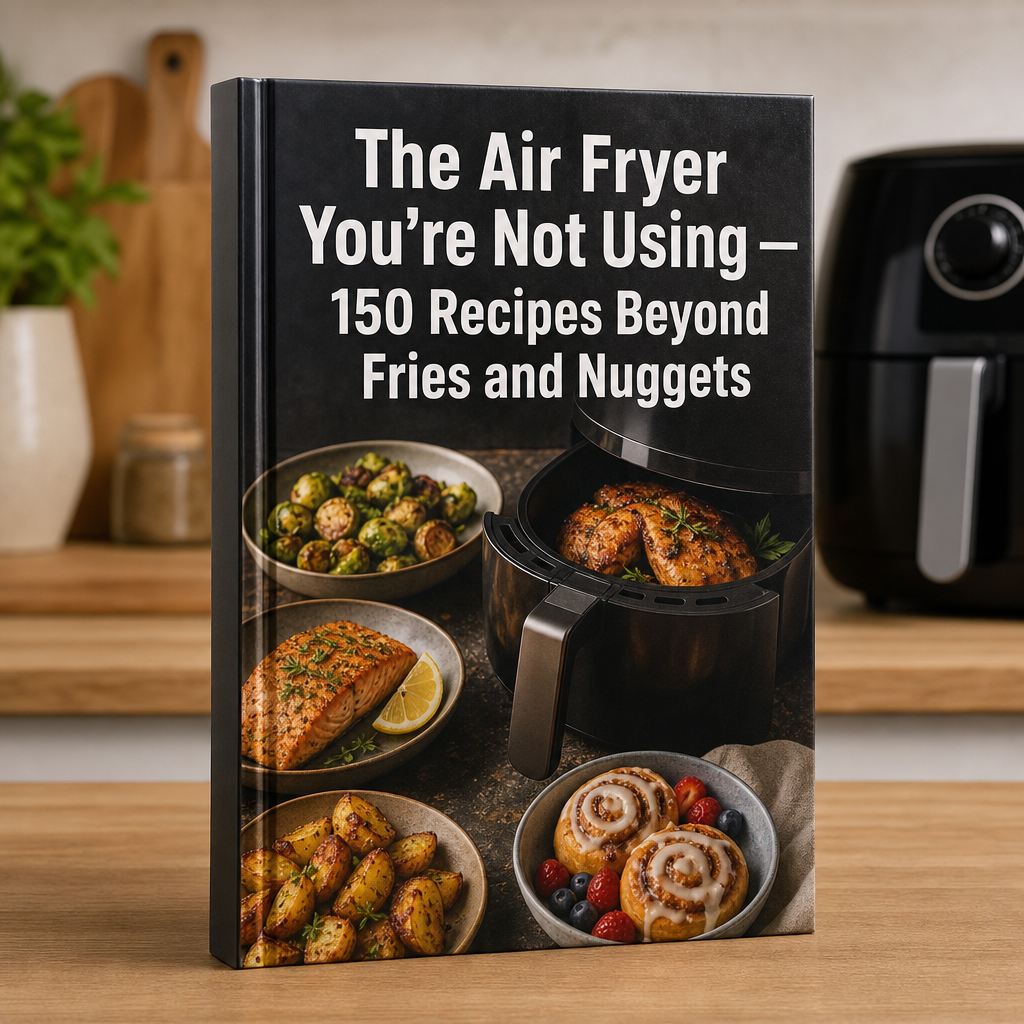 Crisp Kitchen Co Facebook ad: The Air Fryer You’re Not Using, 150 Fast Recipes Beyond…