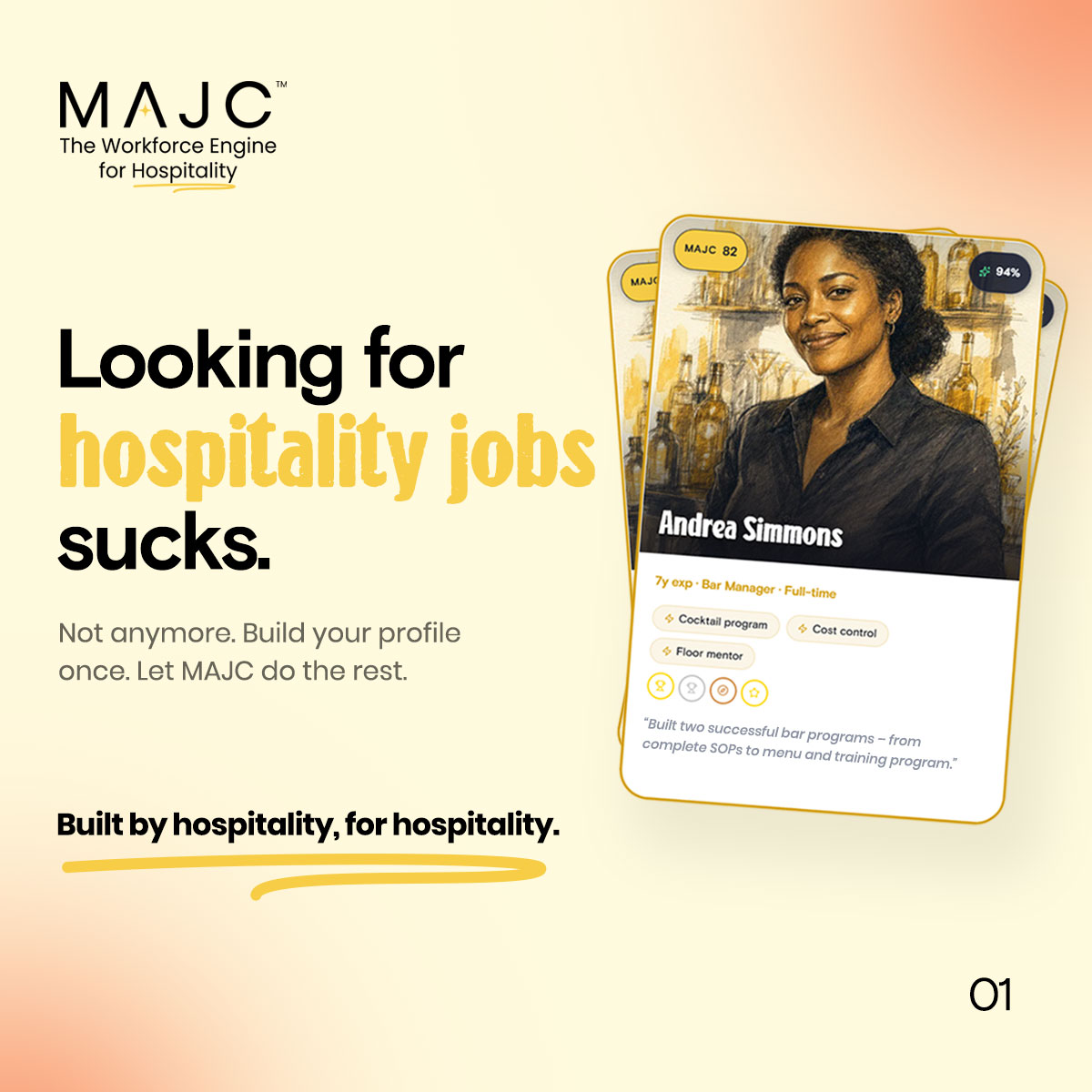 MAJC Facebook ad: Looking for a hospitality job sucks.