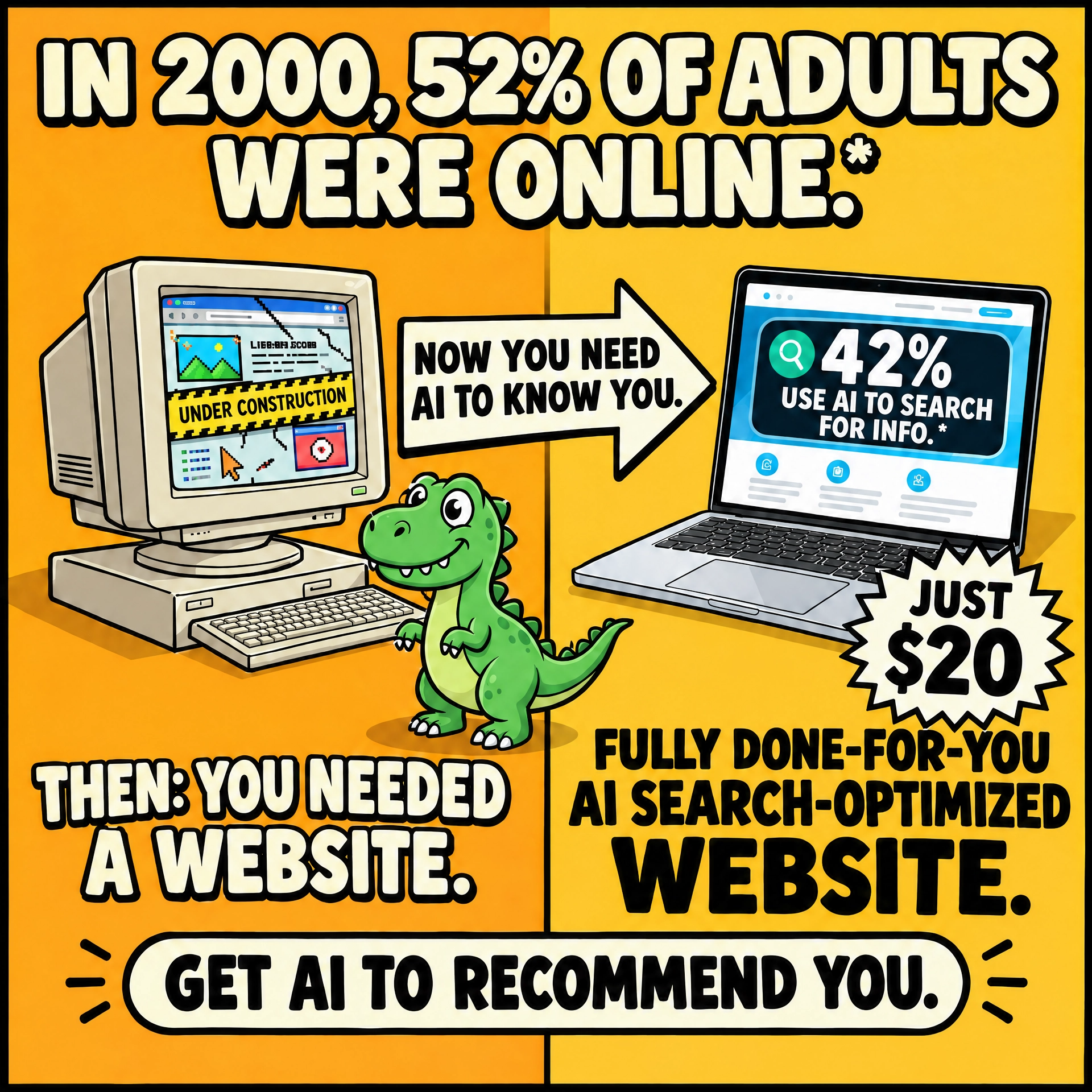 AI Middleman Academy Facebook ad: AI Search Optimized Website For $20