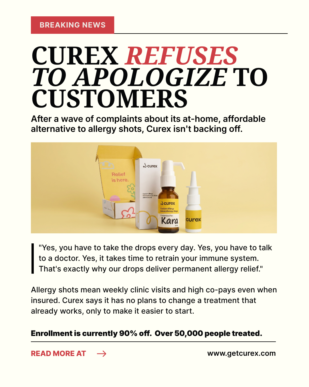Curex Allergy Facebook ad