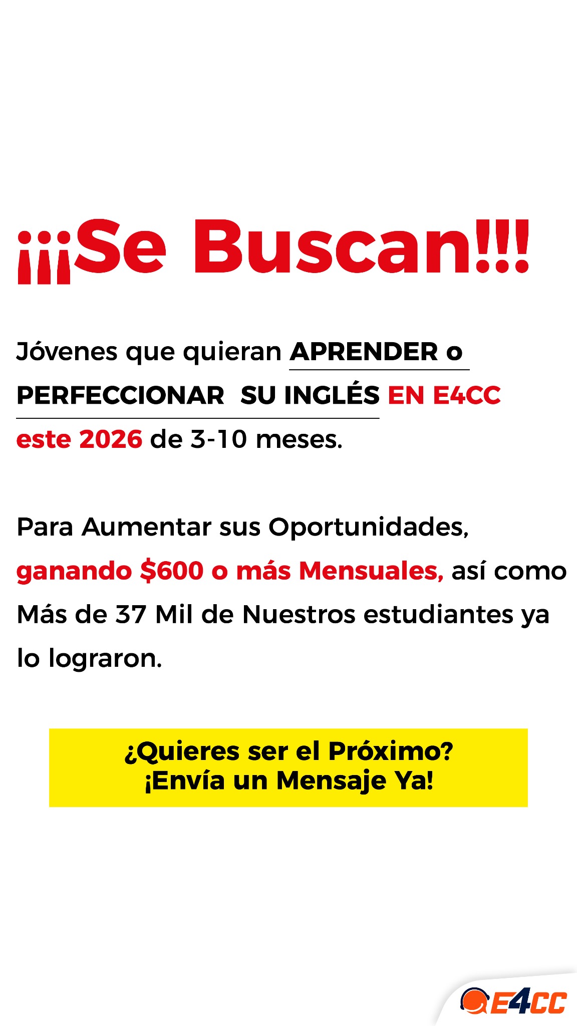 English4callcenters Facebook ad: ¿Cansado de Ganar el mínimo y te gustaría Aumentar tus…