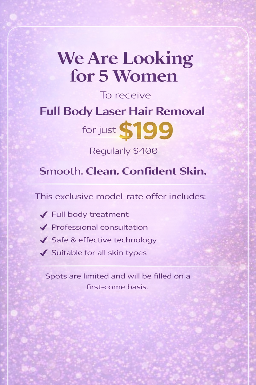 La Lash and Beauty Bar Facebook ad: Full Body for $199