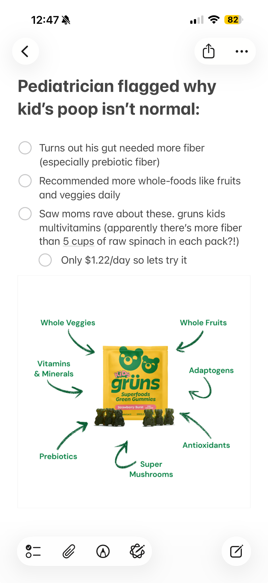 Grüns Kids Facebook ad