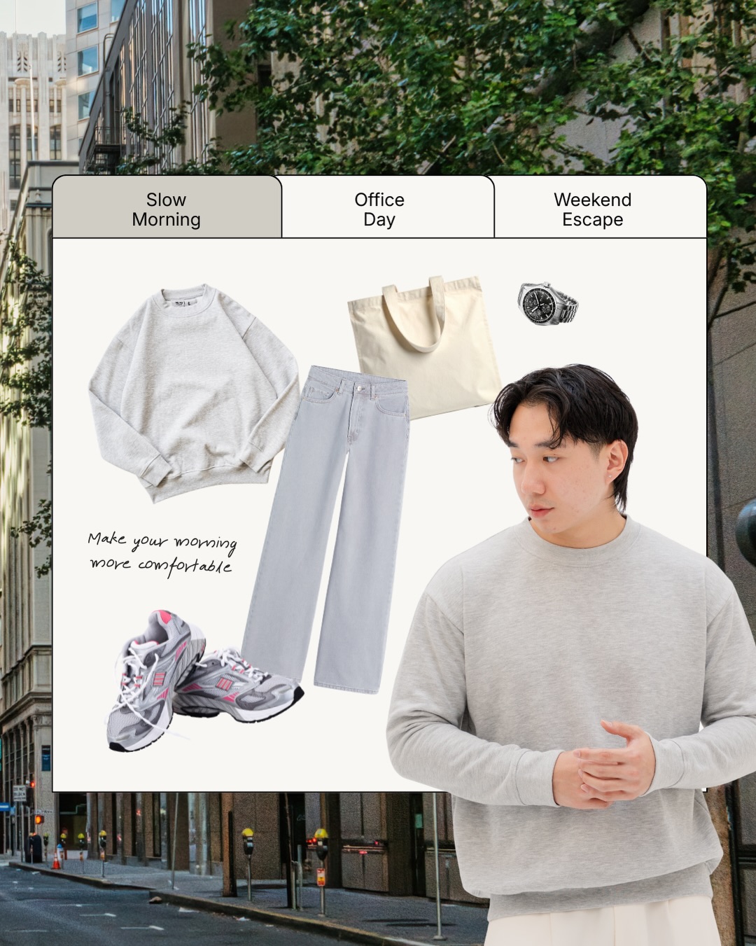 Orora Facebook ad: One outfit, three moments, slow mornings, office days…