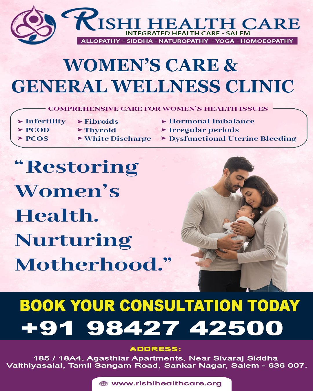 Rishi Health Care Facebook ad: Women's Health & Fertility Care, Book Your Consultation…