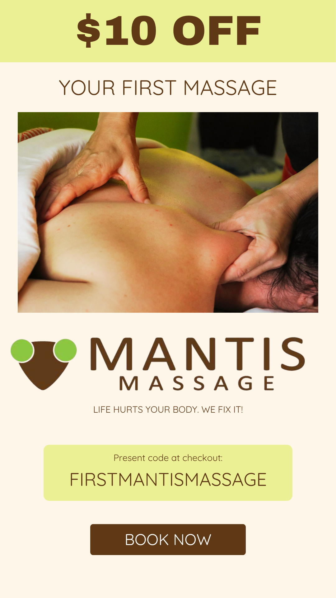 Mantis Massage Facebook ad from Jun 15, 2026
