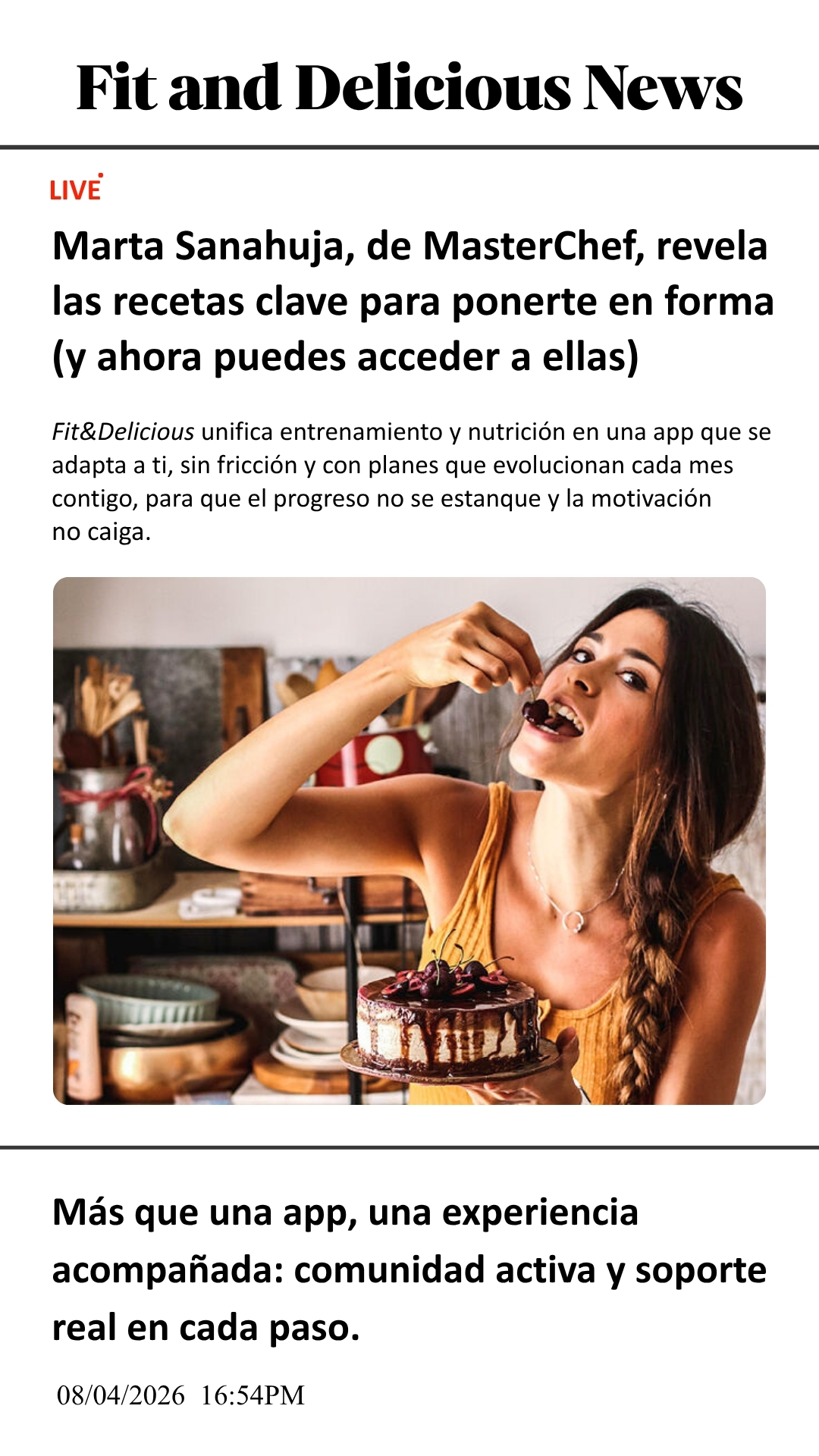Fitndeliciousapp Facebook ad: Ser fit nunca fue tan delicious