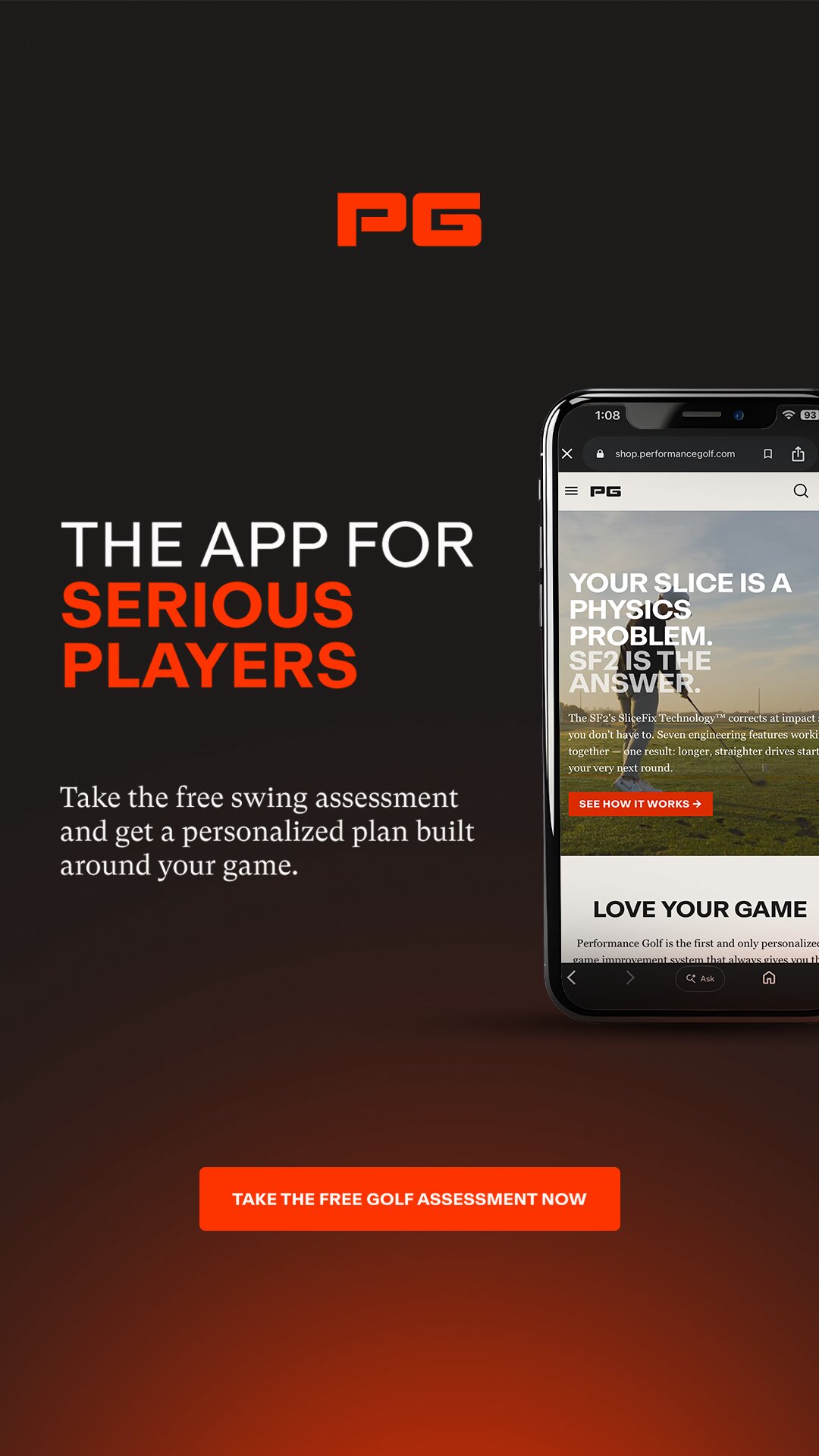 Performance Golf Facebook ad