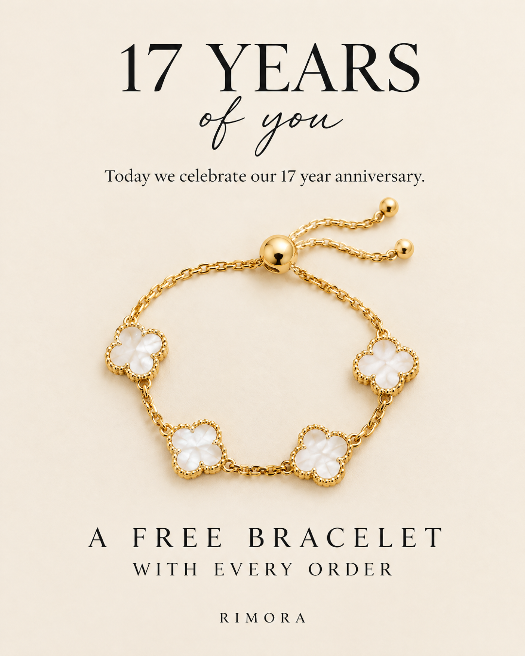 Rimora Facebook ad: FREE Mother Of Pearl Bracelet