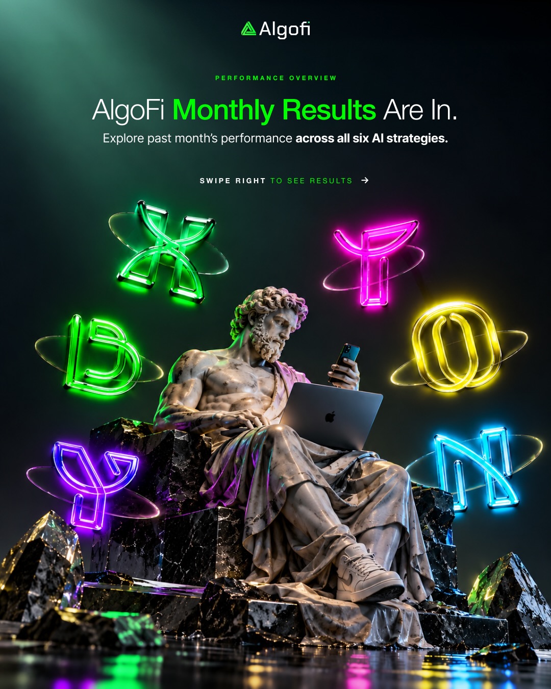 Algofi.Ai Facebook ad: Every result tells a story.