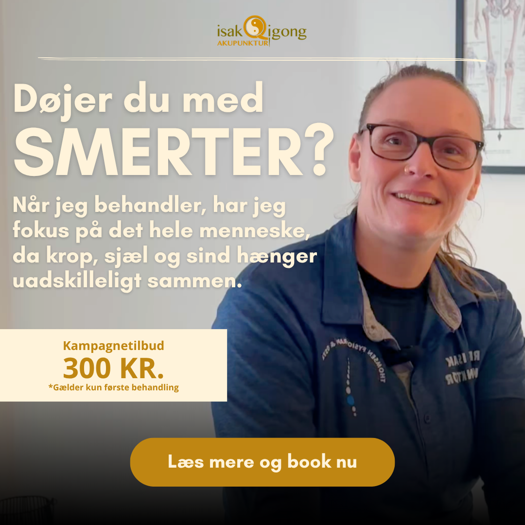 ISAK Qigong & Akupunktur Facebook ad: Kom af med smerterne - book din behandling nu
