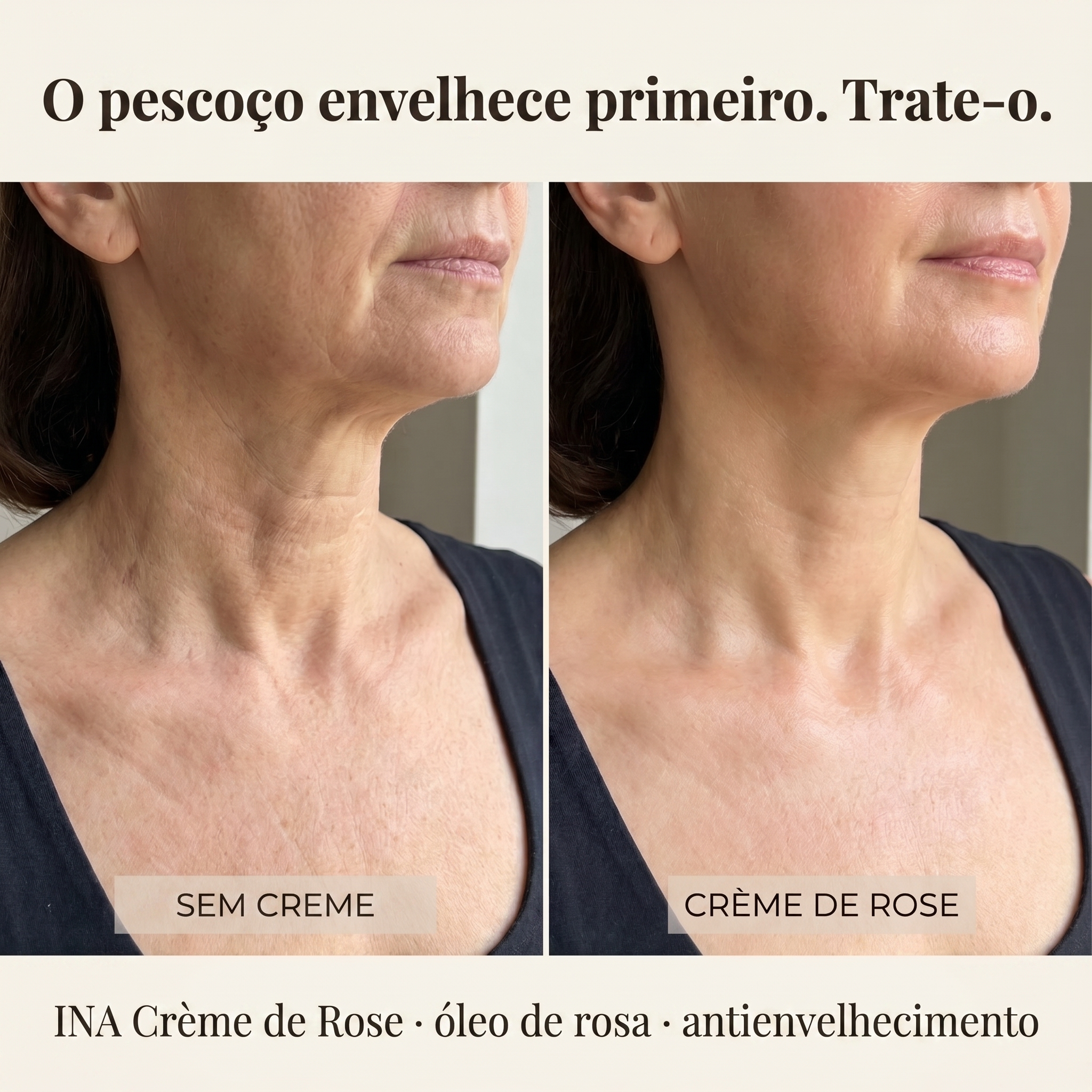 InaEssentials.PT - Cosméticos Orgânicos Familiares Facebook ad: O teu pescoço denuncia a idade primeiro