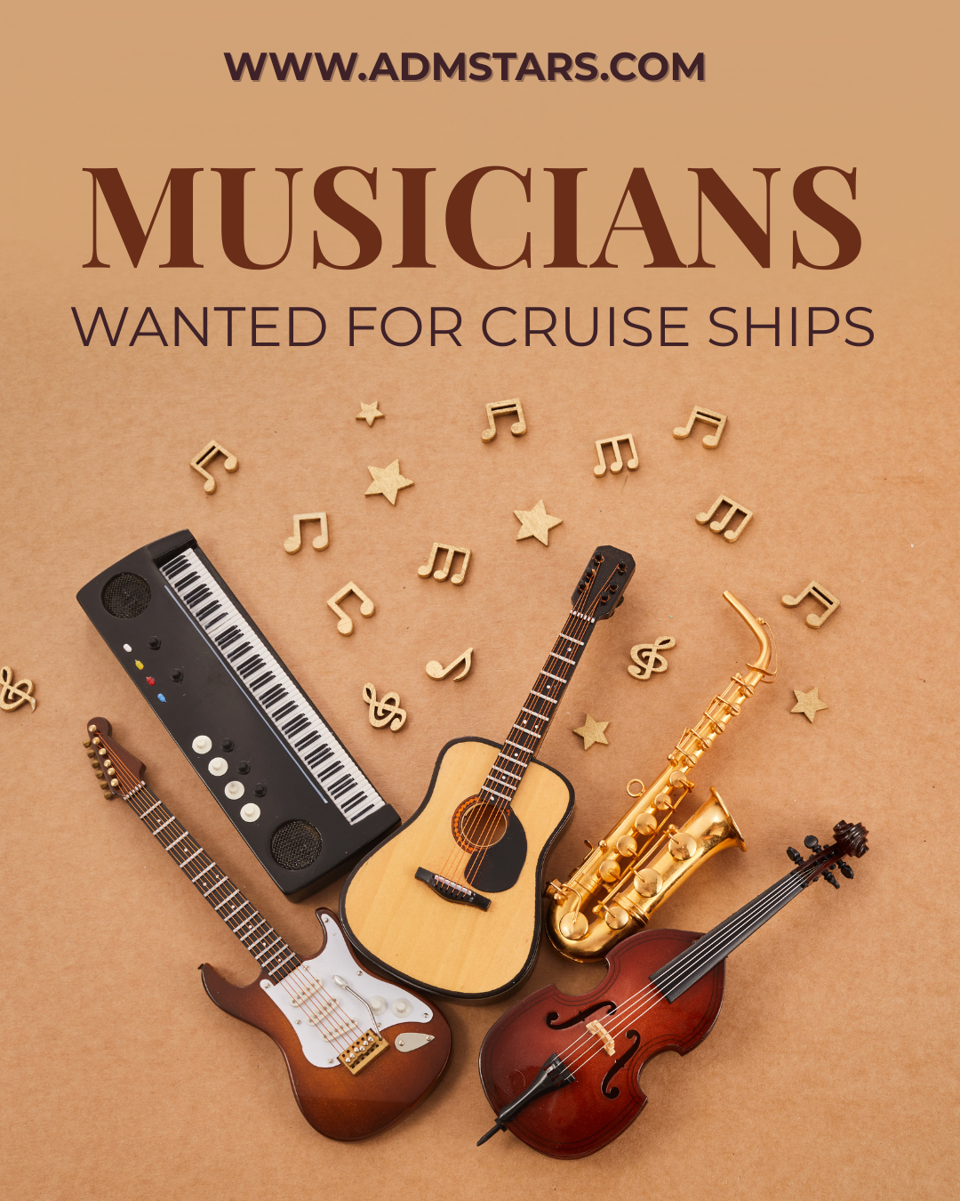 ADM STARS Entertainment Ltd. Facebook ad: Musicians for cruise ships!
