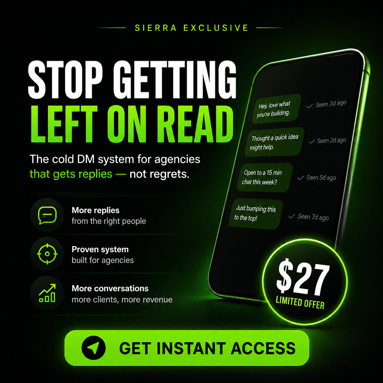 Sierra Exclusive Industries LLC Facebook ad: The Cold DM Course for Agencies, Sierra Exclusive