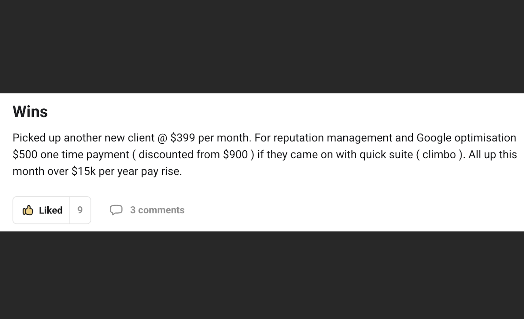 Climbo.com Facebook ad: Over $15k/year added this month