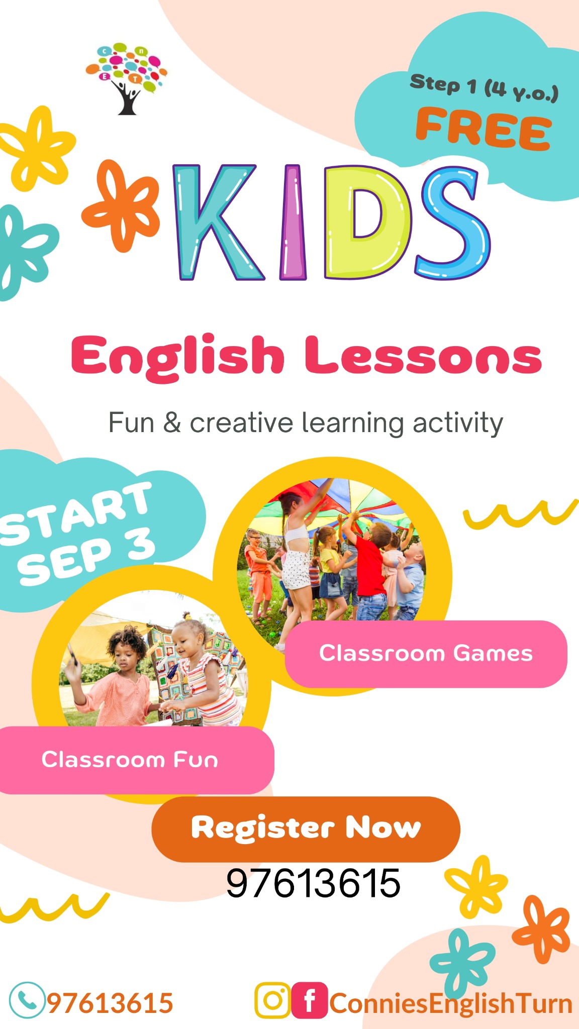 Ιδιωτικό Φροντιστήριο Connie's English Turn c.n. Facebook ad