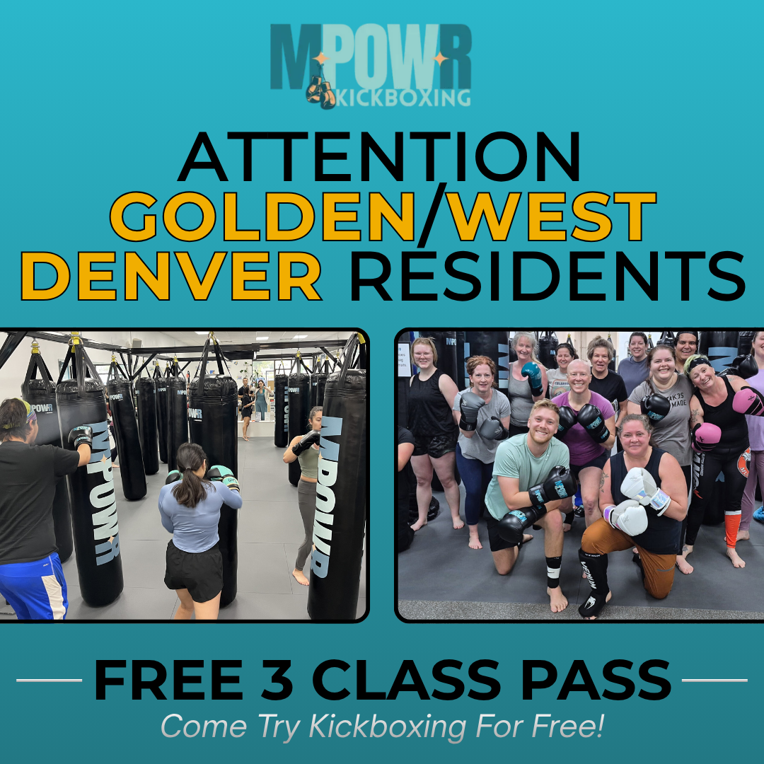 MPOWR Kickboxing Facebook ad: 3 FREE CLASSES