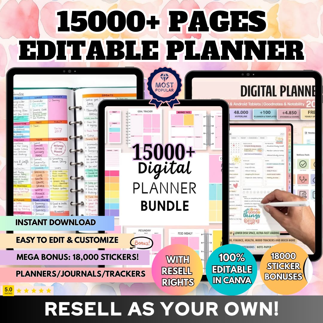 Plrhow Facebook ad: 15,000+ Planners & Journals with Resell Rights!
