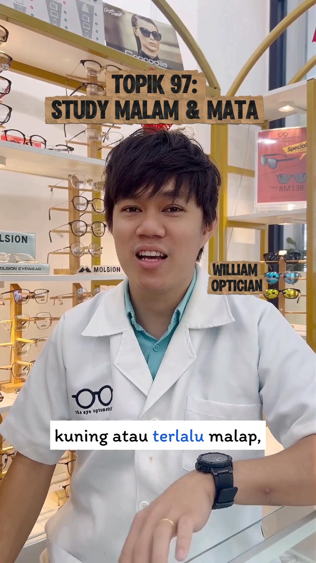 The Eye Optometrist Northbank Tabuan Facebook ad: Study lewat malam + lampu malap = mata…