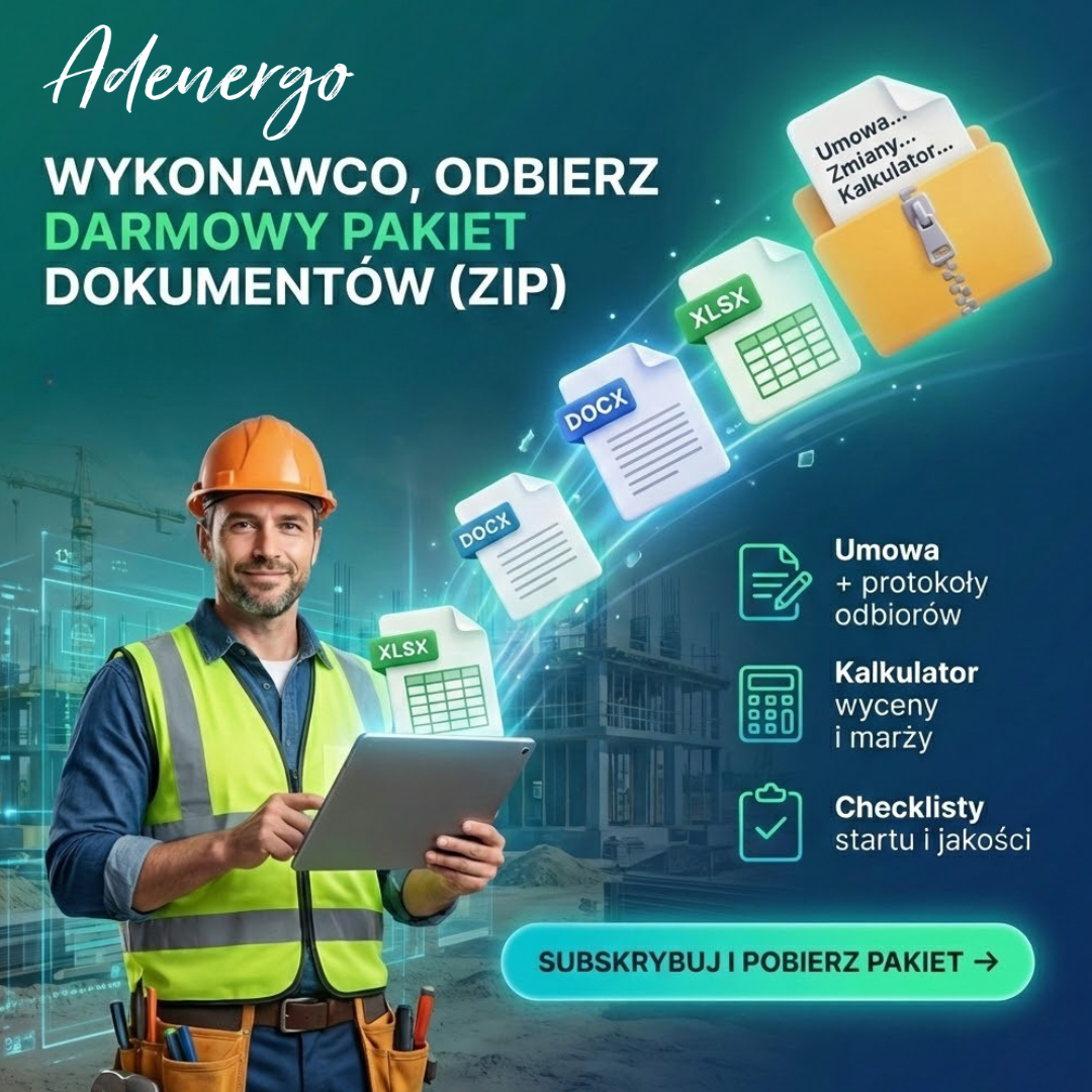 Adenergo Facebook ad: Darmowe dokumenty dla wykonawców