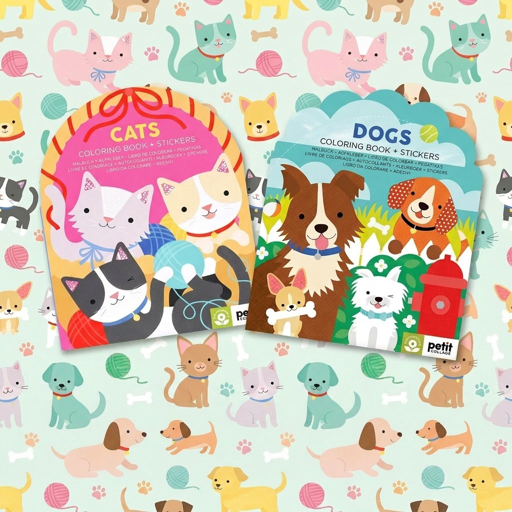 Curious and Calm Facebook ad: Petit Collage Colouring Books with Stickers - Cats…