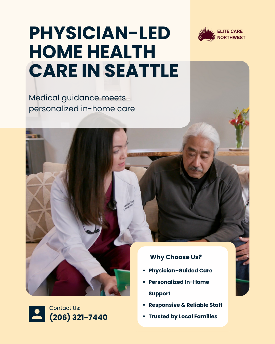 Elite Care Northwest Facebook ad: Looking for trusted in-home care in Seattle?