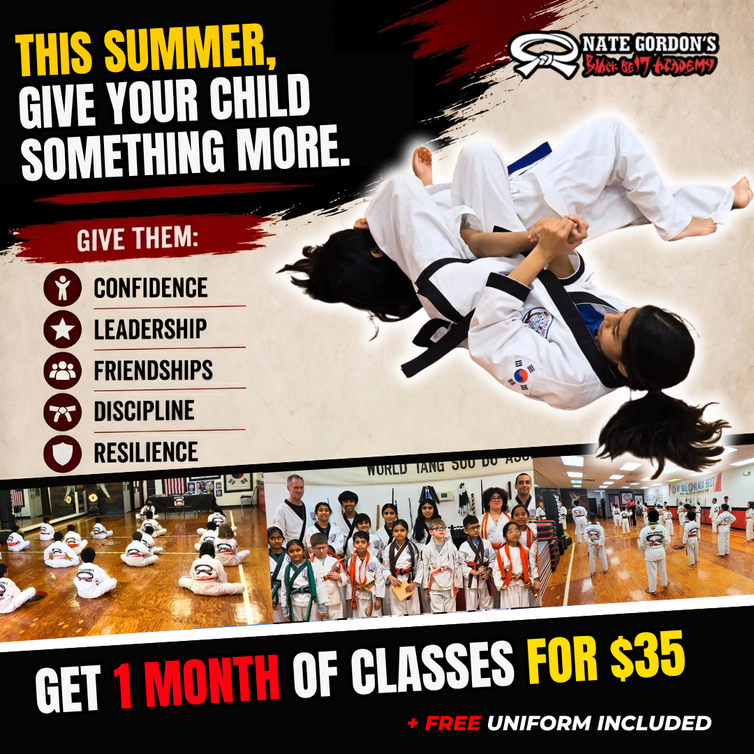 Nate Gordon's Black Belt Academy Facebook ad: 1 Month of Classes + FREE Uniform (Only $35!)