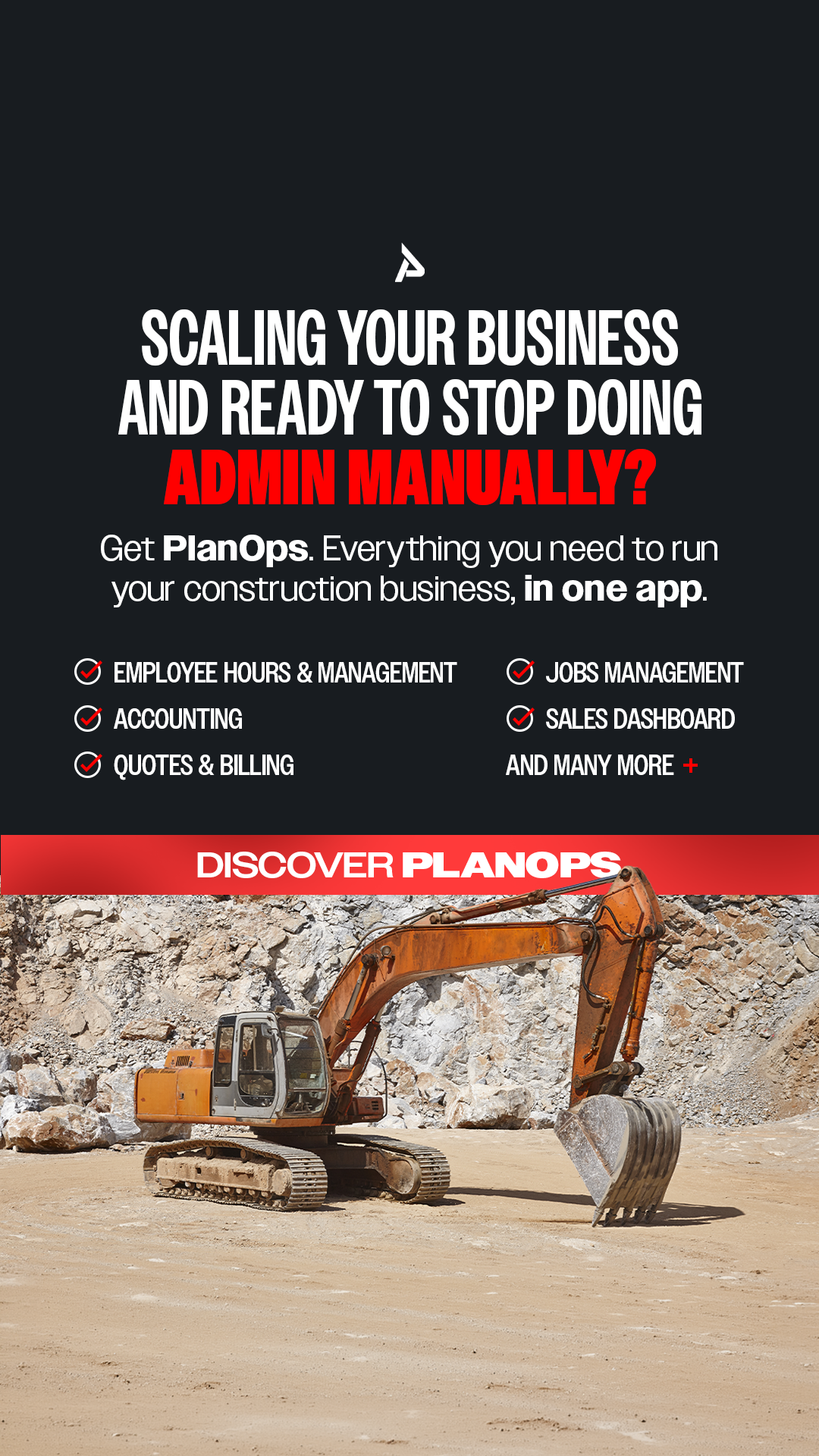 PlanOps. Facebook ad: Send your quote before you leave the job site