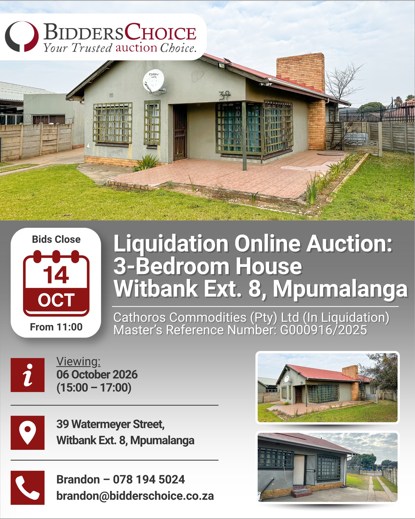 Bidders Online Facebook ad: Bid Now: 3-Bedroom Witbank House