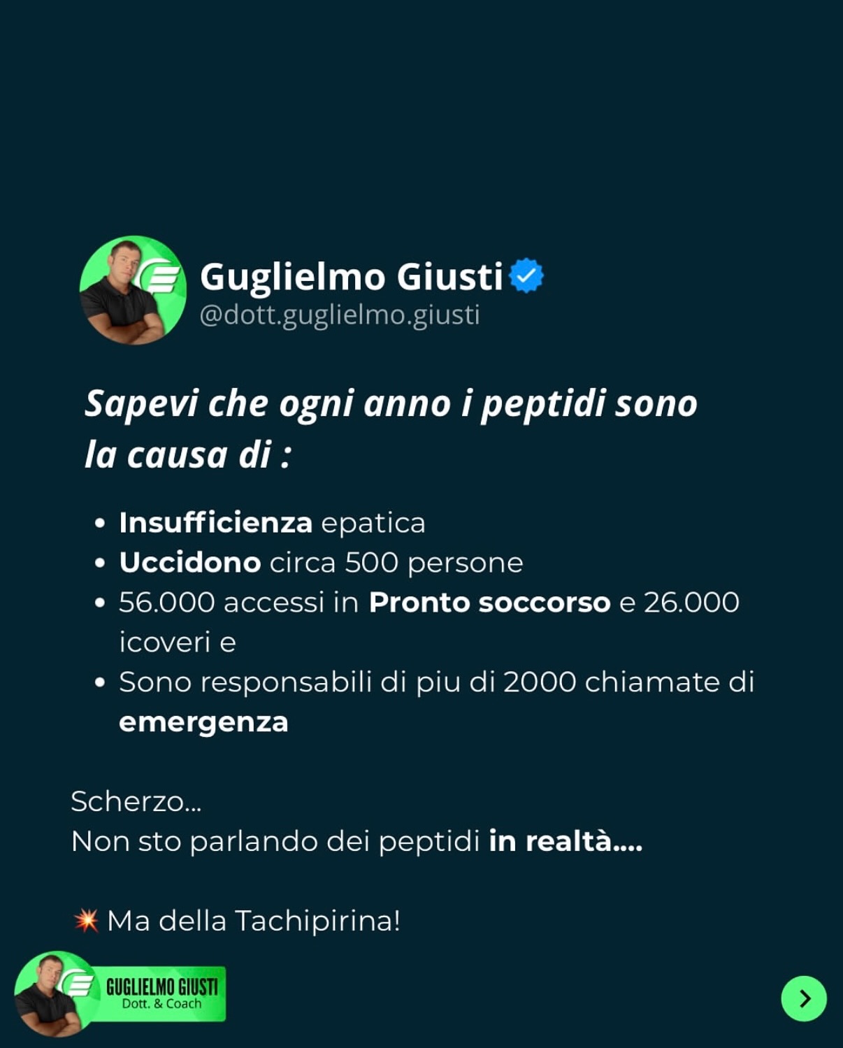Guglielmo Coach Facebook ad: Non si tratta di demonizzare farmaci da banco…