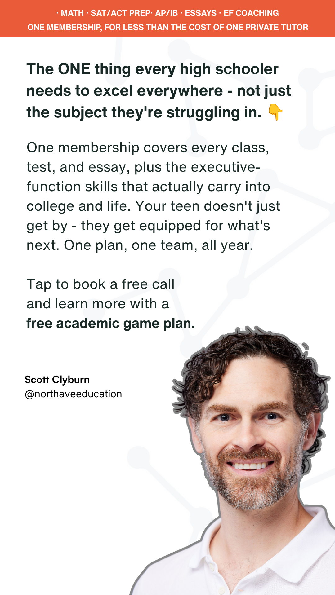 North Avenue Education Facebook ad: Parents of high schoolers: stop juggling a different tutor…